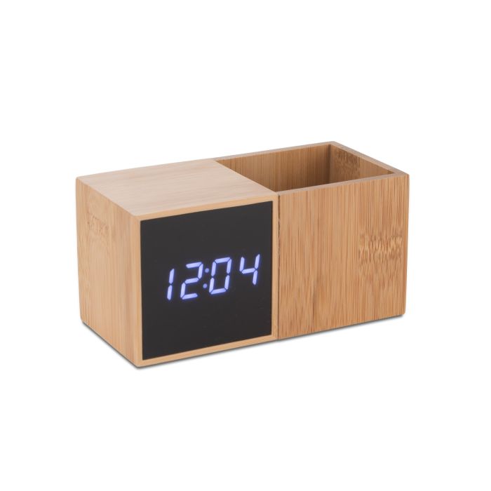 Zegar z przybornikiem na biurko BAMBOO – Gift Design
