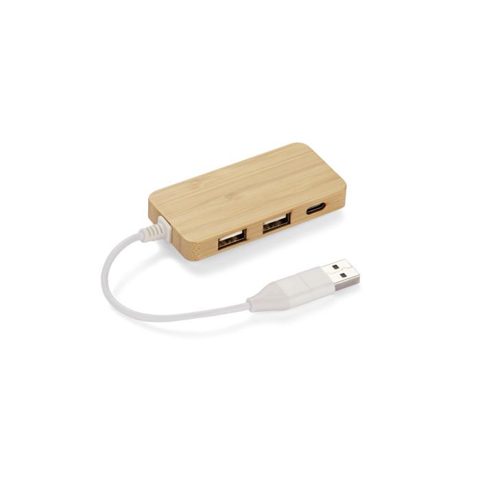 Rozdzielacz bambusowy HUB USB z wymienną wtyczką - RIVO – Gift Design