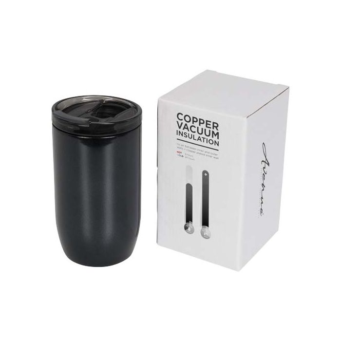 Kubek z miedzianą izolacją próżniową Lagom 380 ml-Błyszczący czarny – Gift Design