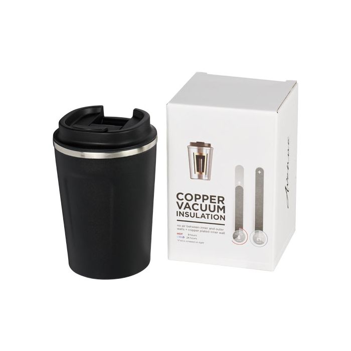 Szczelny miedziany kubek próżniowy Thor o pojemności 360 ml-Czarny – Gift Design