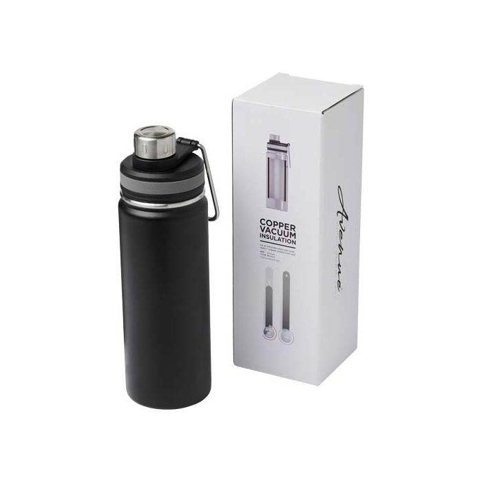 Miedziany, izolowany próżniowo bidon Gessi o pojemności 590 ml-Czarny – Gift Design