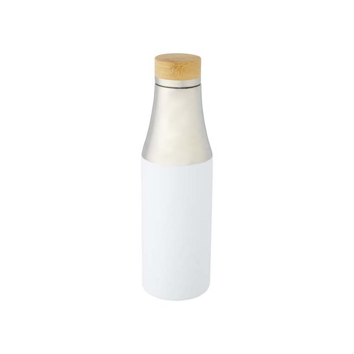 Hulan miedziana, próżniowo izolowana butelka o pojemności 540 ml z bambusową pokrywką-Biały – Gift Design