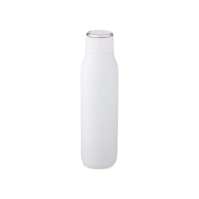 Miedziana butelka izolowana próżniowo Marka o pojemności 600 ml z metalową pętelką-Biały – Gift Design