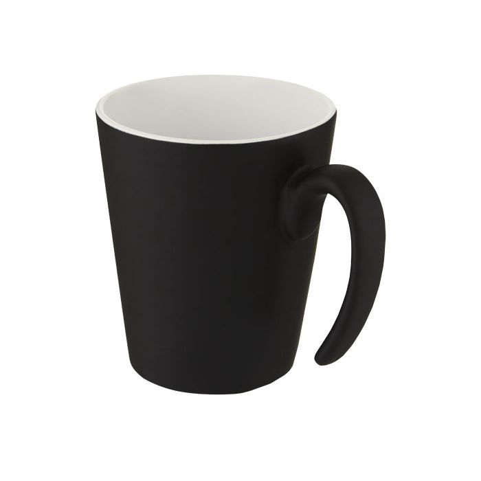 Kubek ceramiczny Oli o pojemności 360 ml z uchwytem-Biały – Gift Design