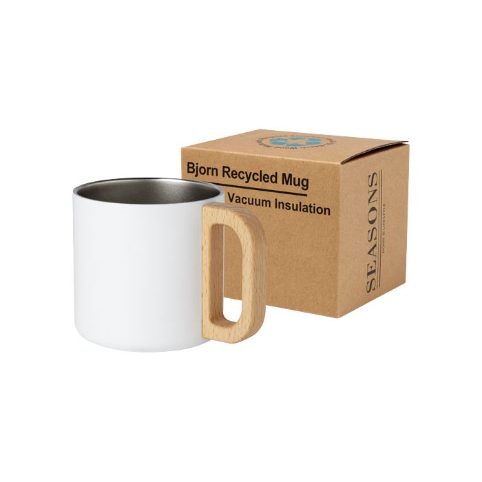Bjorn kubek ze stali nierdzewnej z certyfikatem RCS i miedzianą izolacją próżniową o pojemności 360 ml-Biały – Gift Design