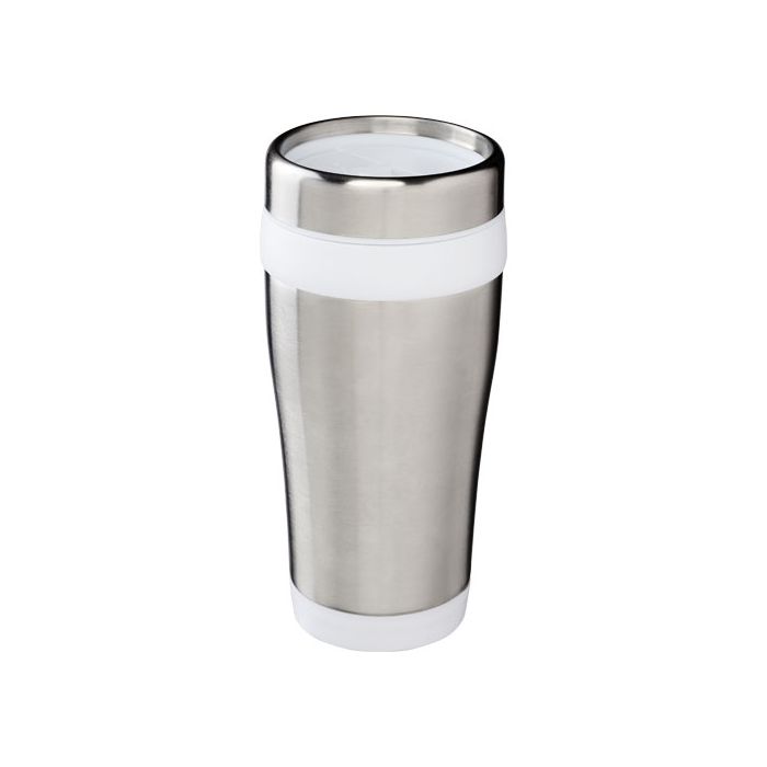 Elwood izolowany kubek o pojemności 410 ml ze stali nierdzewnej pochodzącej z recyklingu z certyfikatem RCS -Biały – Gift Design