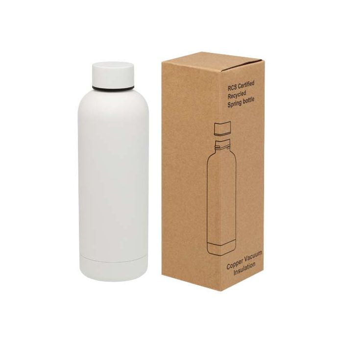Spring miedziana butelka próżniowa ze stali nierdzewnej z recyklinku z certyfikatem RCS 500 ml-Biały – Gift Design