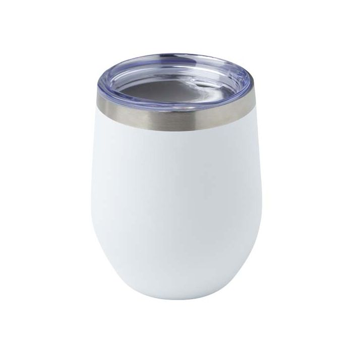 Corzo miedziany kubek próżniowy ze stali nierdzewnej z recyklinku z certyfikatem RCS 350 ml-Biały – Gift Design