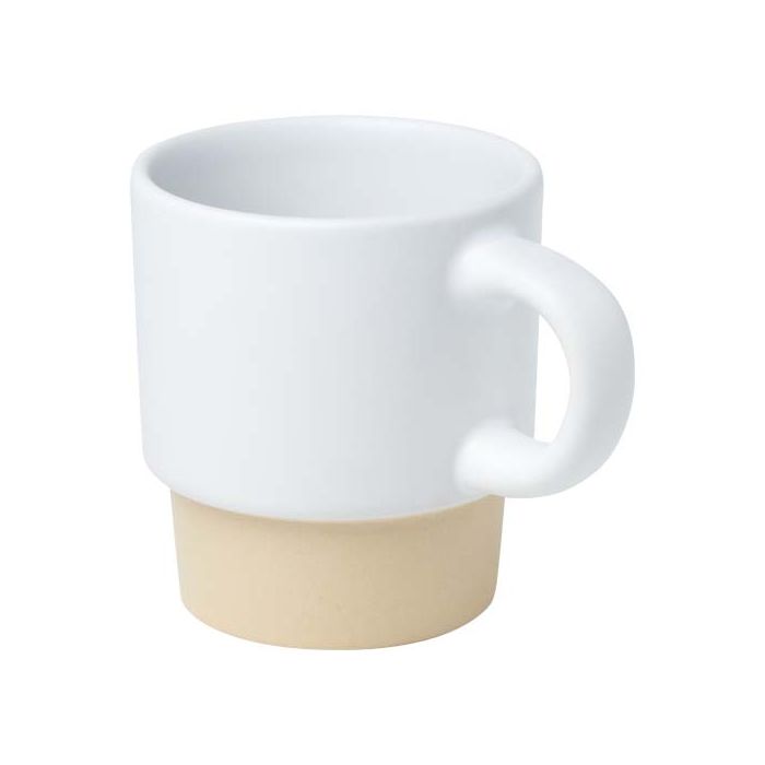 Olympia kubek do espresso z glinianym dnem, z możliwością układania w stosy, 130 ml-Biały – Gift Design