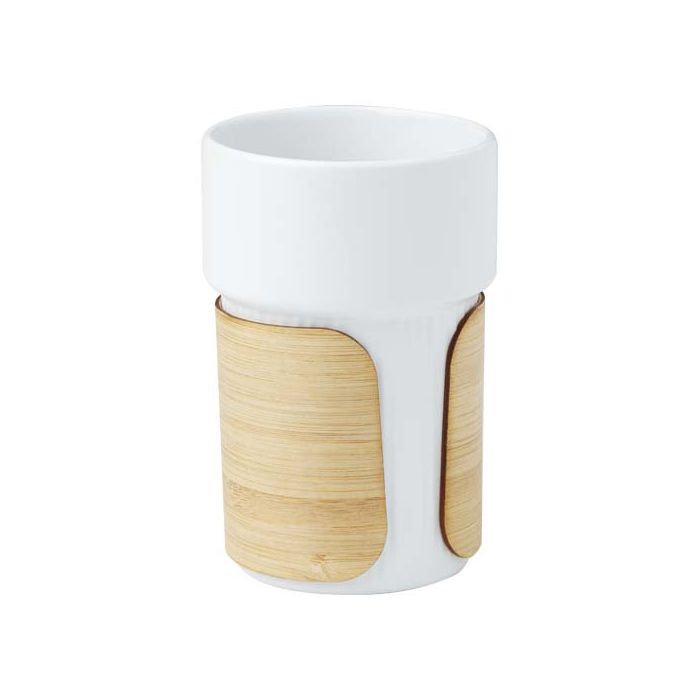Fika kubek 340 ml z bambusową osłoną-Biały – Gift Design