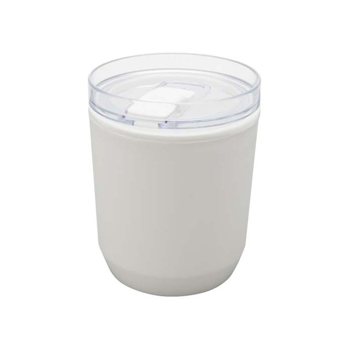 Hudson kubek z podwójnymi ściankami o pojemności 180 ml wykonany z tworzyw sztucznych pochodzących z recyklingu-Biały – Gift Design