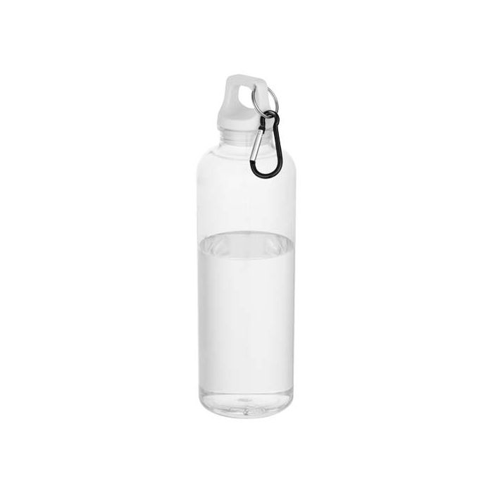 Oregon butelka na wodę o pojemności 750 ml z karabińczykiem wykonana z tworzyw sztucznych pochodzących z recyklingu z certyfi-Biały – Gift Design