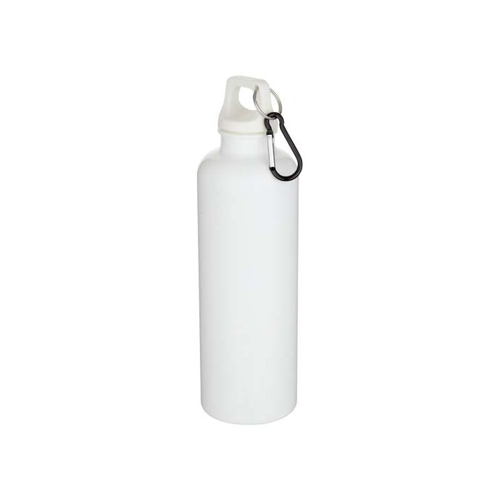 Oregon butelka na wodę o pojemności 750 ml z w jednolitym kolorze z karabińczykiem, wykonana z tworzyw sztucznych pochodzącyc-Biały – Gift Design