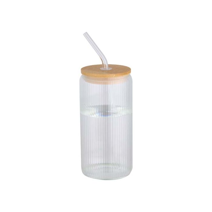 Mirage słoik ze szkła borokrzemoweggo o pojemności 500 ml z pojedynczą ścianką i pokrywką bambusową-Przezroczysty – Gift Design