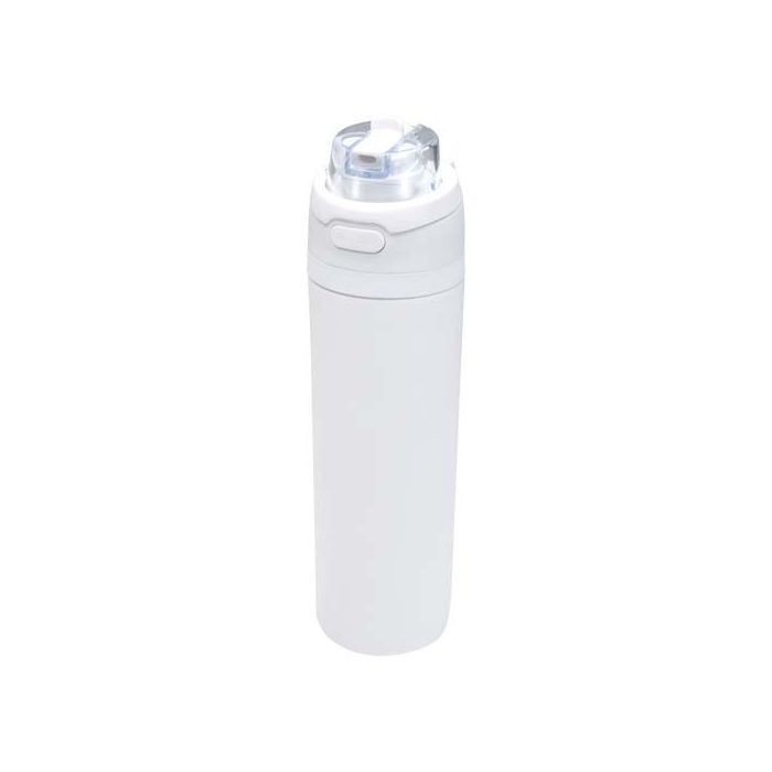 Bidon na wodę Theron 800 ml z jednowarstwowej stali nierdzewnej pochodzącej z recyklingu, certyfikowanej zgodnie z RCS, z pok-Biały – Gift Design