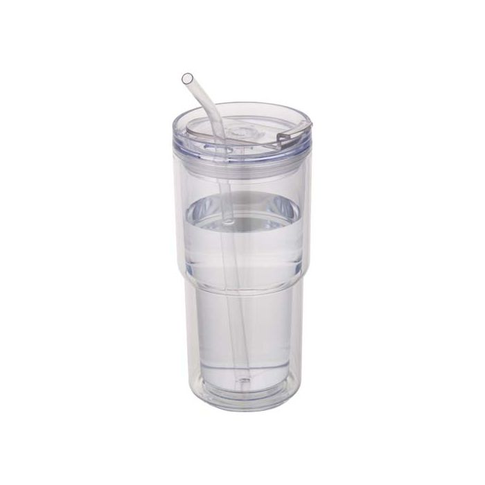 Kubek plastikowy Archer o pojemności 480 ml z podwójnymi ściankami-Przezroczysty klarowny – Gift Design