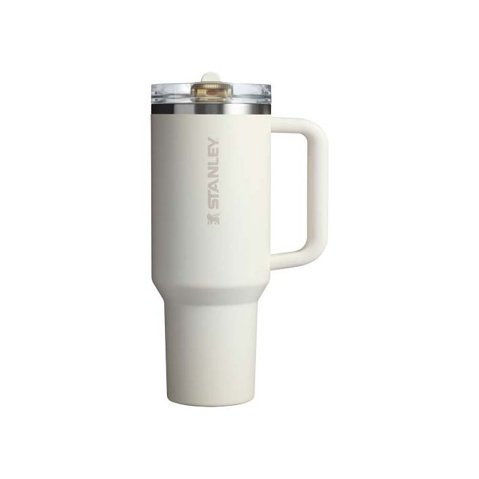 Stanley Quencher® ProTour 1180 ml termoizolowany kubek ze słomką, wykonany z recyklingowanej stali nierdzewnej -Kremowy – Gift Design