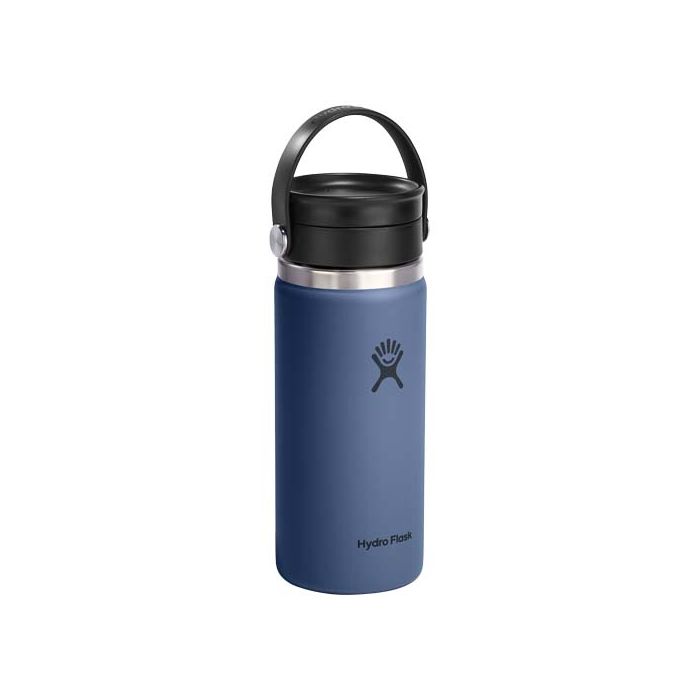 Kubek termiczny Hydro Flask Wide Mouth 473 ml ze stali nierdzewnej, z izolacją termiczną i pokrywką Flex Sip™-Środkowy niebieski – Gift Design