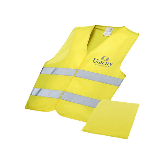 Kamizelka bezpieczeństwa Watch-out do użytku profesjonalnego w pokrowcu-Neonowy żółty – Gift Design