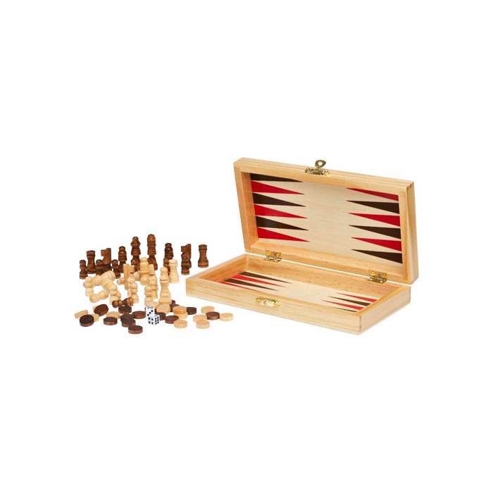 Mugo drewniany zestaw gier 3 w 1 -Naturalny – Gift Design