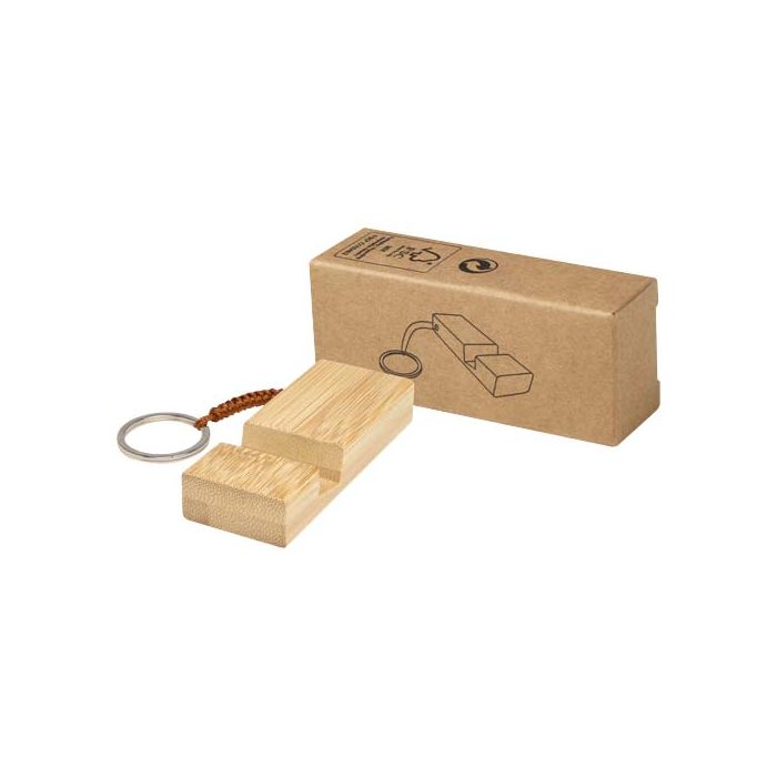 Bosona bambusowy uchwyt na telefon z łańcuchem do kluczy-Drewniany – Gift Design