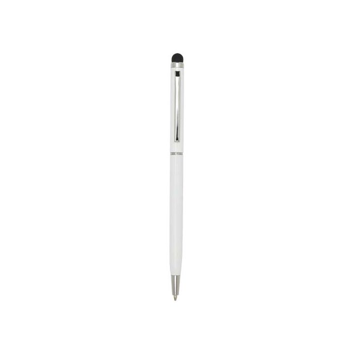 Ore aluminium ballpoint pen with stylus (blue ink)-Biały – Gift Design