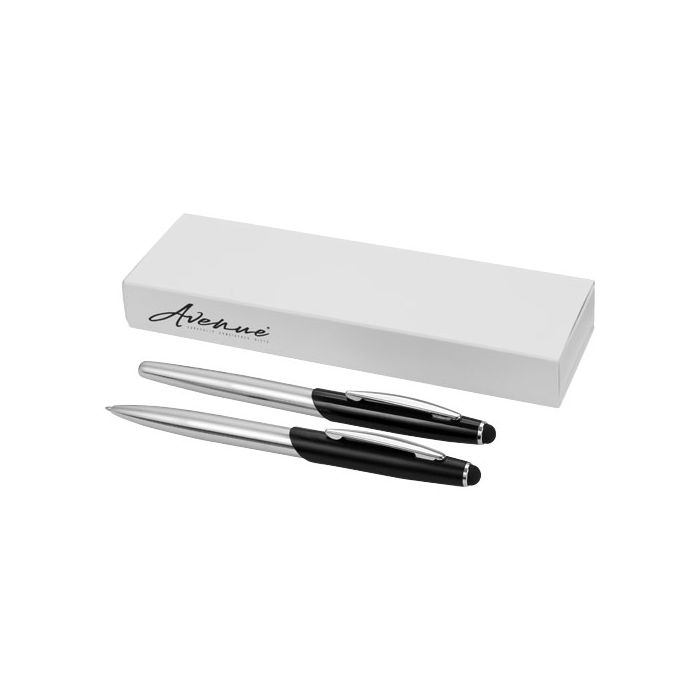 Długopis ze stylusem i pióro kulkowe Geneva-Srebrny – Gift Design