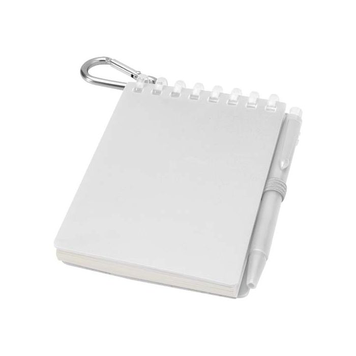 Lig Mini outdoorowy zestaw z notatnikiem w miękkiej okładce z tworzyw sztucznych pochodzących z recyklingu i długopisem (nieb-Przezroczysty – Gift Design