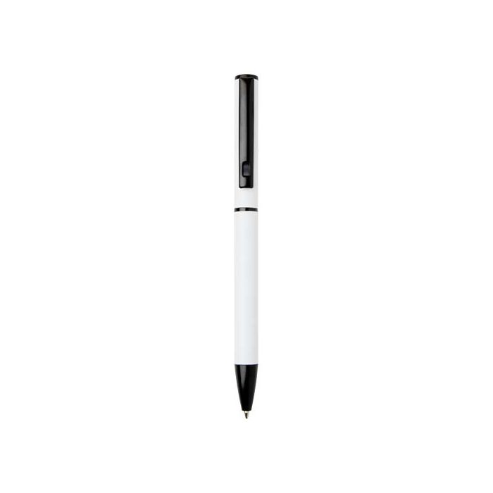 Verton - długopis obrotowy z aluminium z recyklingu, z etui (niebieski wkład)-Biały – Gift Design