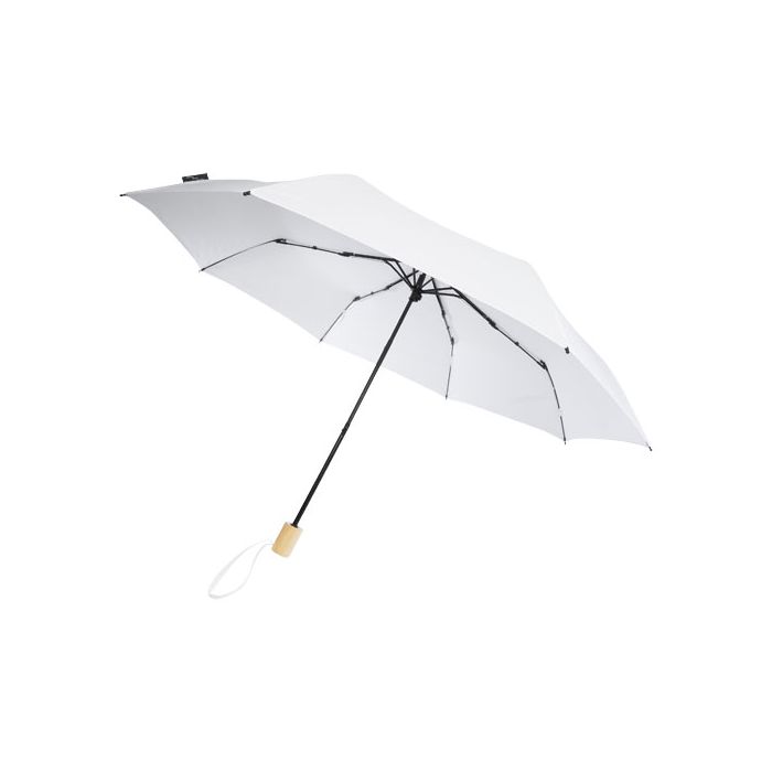 Składany wiatroodporny parasol 51 cm z PET z recyklingu Birgit-Biały – Gift Design