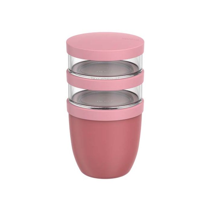 Mepal Ellipse 3-częściowy pojemnik na lunch o pojemności 500 ml + 2 x 200 ml-Różowy – Gift Design