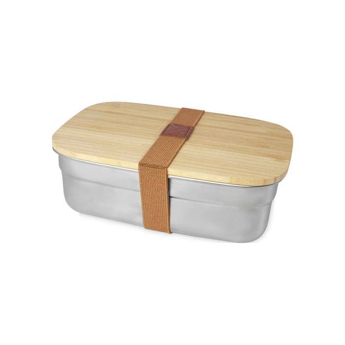Pudełko śniadaniowe Tite ze stali nierdzewnej z bambusową pokrywką-Naturalny – Gift Design