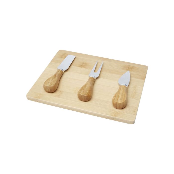Bambusowa deska i przyrządy do serów Ement-Naturalny – Gift Design