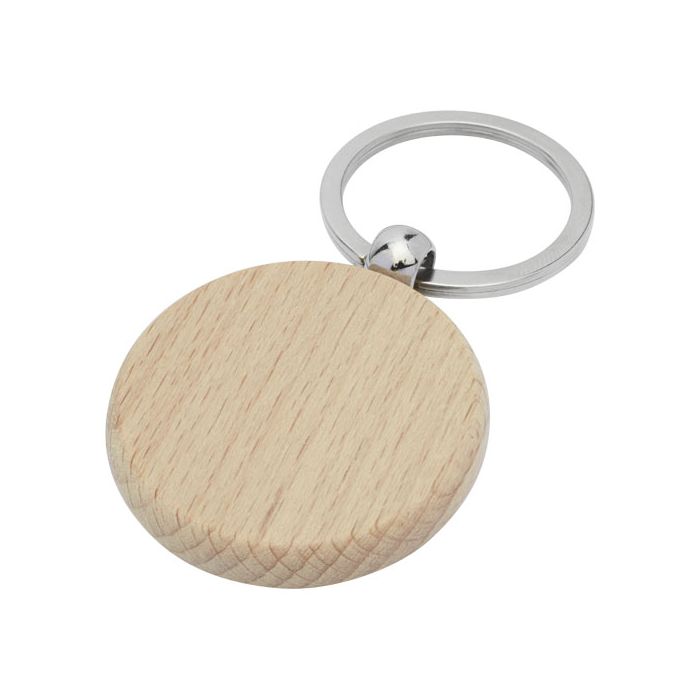 Okrągły brelok do kluczy Giovanni z drewna bukowego-Naturalny – Gift Design