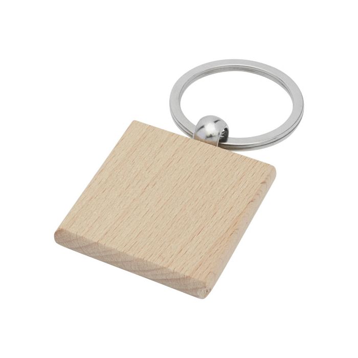 Kwadratowy brelok do kluczy Gioia z drewna bukowego-Naturalny – Gift Design