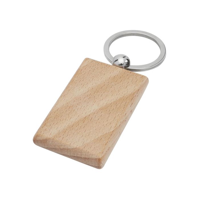 Prostokątny brelok do kluczy Gian z drewna z brzozy-Naturalny – Gift Design