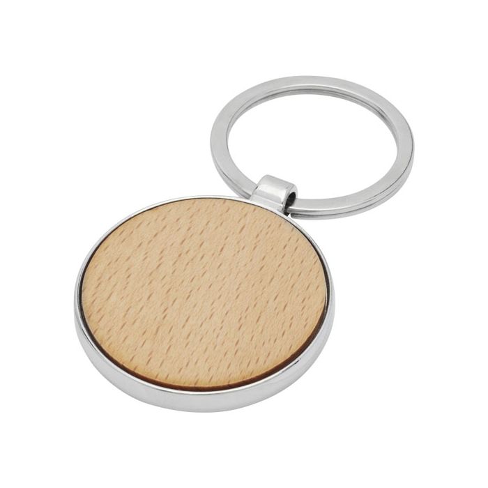 Okrągły brelok do kluczy Moreno z drewna bukowego-Naturalny – Gift Design
