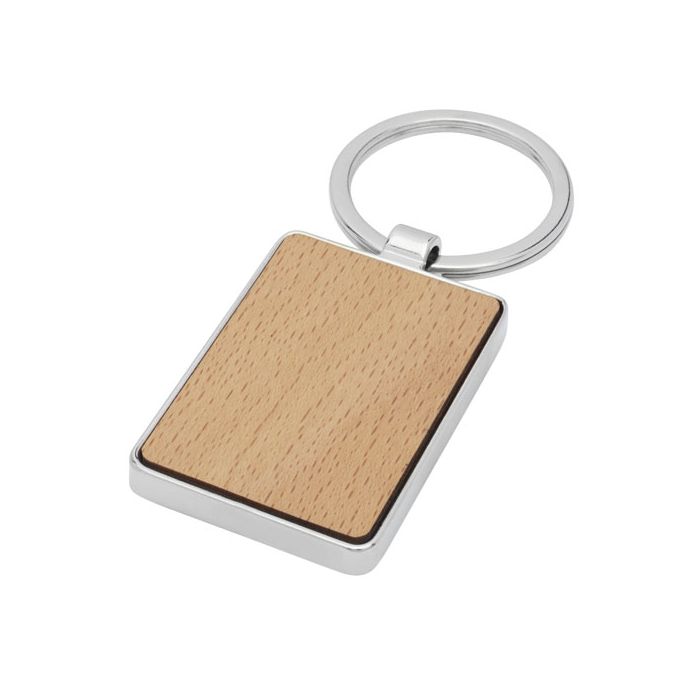 Prostokątny brelok do kluczy Mauro z drewna bukowego-Naturalny – Gift Design