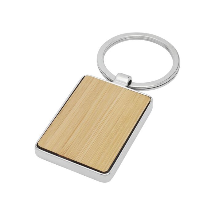 Prostokątny brelok do kluczy Neta z bambusa-Naturalny – Gift Design