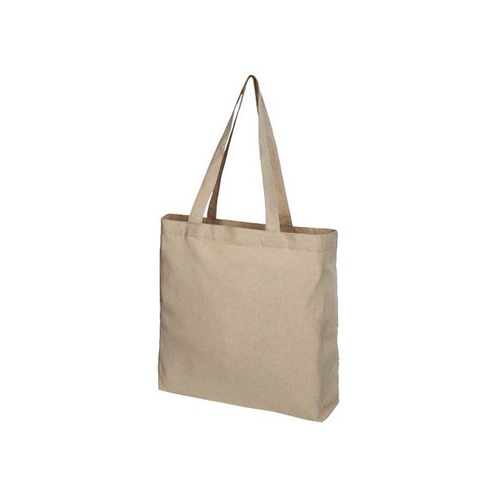 Pheebs poszerzana torba na zakupy z bawełny z recyclingu o gramaturze 210 g-m2-Melanż naturalny – Gift Design