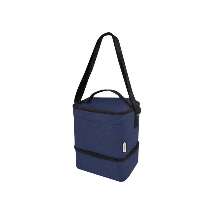 Torba termoizolacyjna na lunch Tundra mieszcząca 9 puszek, wykonana z plastiku PET z recyklingu-Melanż granatowy – Gift Design