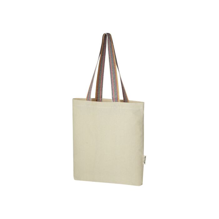 Rainbow torba na zakupy o pojemności 5 l z bawełny z recyklingu o gramaturze 180 g-m²-Naturalny – Gift Design
