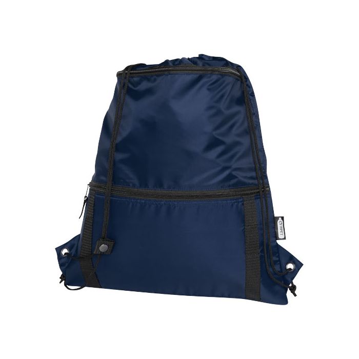 Adventure termoizolowana torba ściągana sznurkiem o pojemności 9 l z materiału z recyklingu z certyfikatem GRS-Granatowy – Gift Design