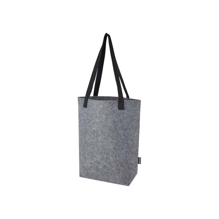 Felta torba z długimi uchwytami z filcu z materiałów z recyklingu z certyfikatem GRS z szerokim dnem o pojemności 12 l-Średni szary – Gift Design