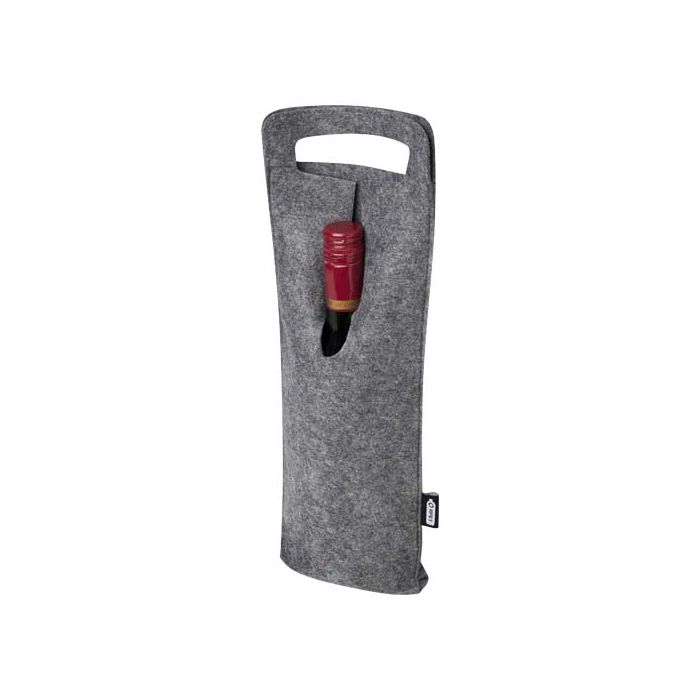 Felta filcowa torba na wino o pojemności 75 cl wykonana z materiałów z recyklingu z certyfikatem GRS-Średni szary – Gift Design