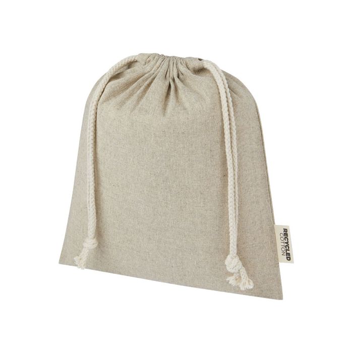 Pheebs torba na prezent z bawełny z recyklingu o gramaturze 150 g-m² i z certyfikatem GRS, średnia o pojemności 1,5 l-Melanż naturalny – Gift Design