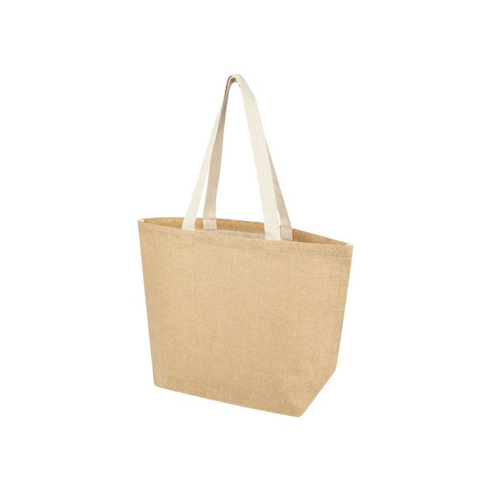 Juta torba z długimi uchwytami z juty o gramaturze 300 g-m² i pojemności 12 l-Naturalny – Gift Design