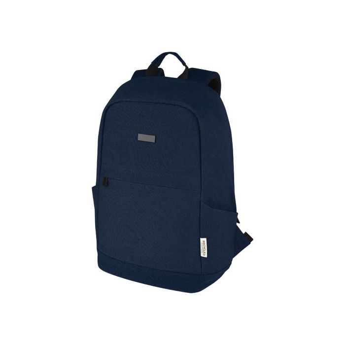 Joey 15,6-calowy plecak na laptopa z płótna z recyklingu z certyfikatem GRS o pojemności 18 l-Granatowy – Gift Design