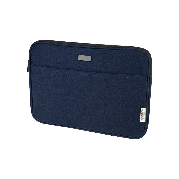 Joey 14-calowe etui na laptopa z płótna z recyklingu z certyfikatem GRS, o pojemności 2 l-Granatowy – Gift Design
