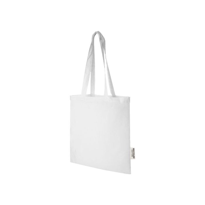 Madras torba na zakupy z bawełny z recyklingu o gramaturze 140 g-m2 i pojemności 7 l-Biały – Gift Design